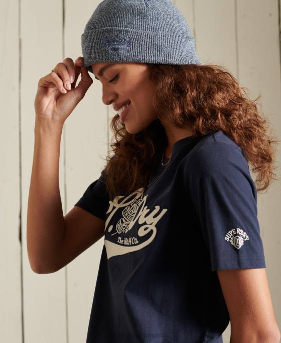 Superdry mândrie cu tricou artizanal îmbrăcăminte marina femei JX0Z6284
