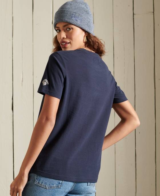 Superdry mândrie cu tricou artizanal îmbrăcăminte marina femei JX0Z6284