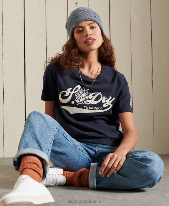 Superdry mândrie cu tricou artizanal îmbrăcăminte marina femei JX0Z6284