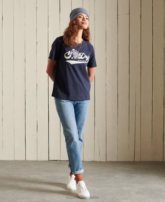 Superdry mândrie cu tricou artizanal îmbrăcăminte marina femei JX0Z6284
