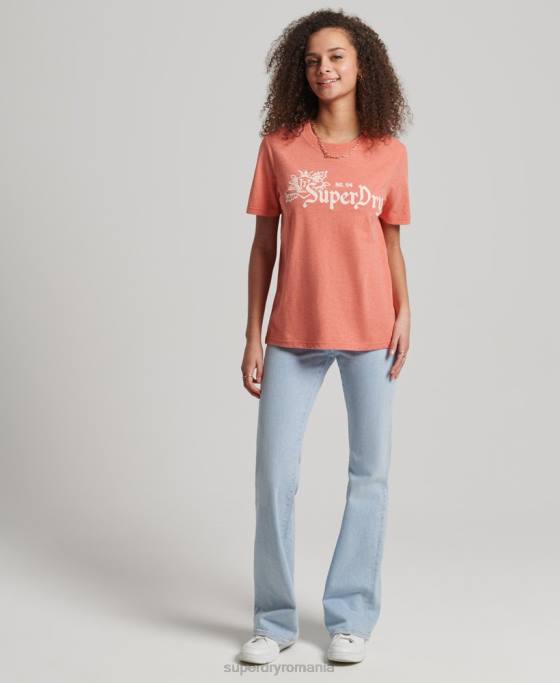 Superdry mândrie vintage în tricou artizanal îmbrăcăminte coral femei JX0Z2725