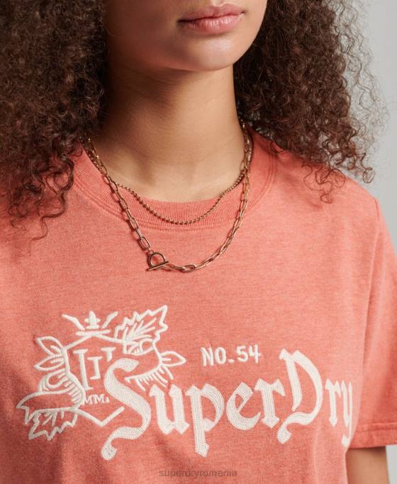 Superdry mândrie vintage în tricou artizanal îmbrăcăminte coral femei JX0Z2725