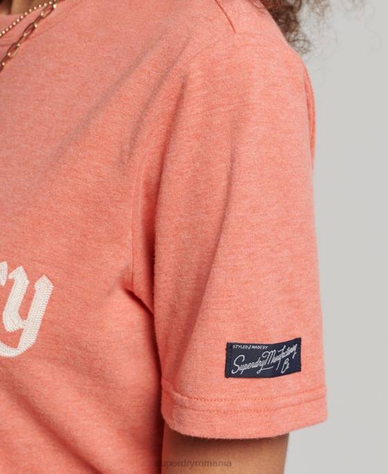 Superdry mândrie vintage în tricou artizanal îmbrăcăminte coral femei JX0Z2725