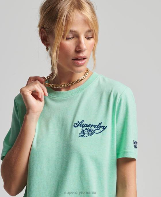 Superdry mândrie vintage în tricou artizanal îmbrăcăminte verde femei JX0Z2758