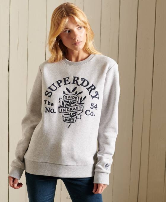 Superdry mândrie în hanoracul craft crew îmbrăcăminte gri deschis femei JX0Z6102