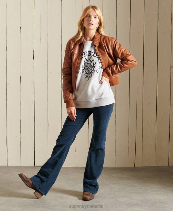 Superdry mândrie în hanoracul craft crew îmbrăcăminte gri deschis femei JX0Z6102