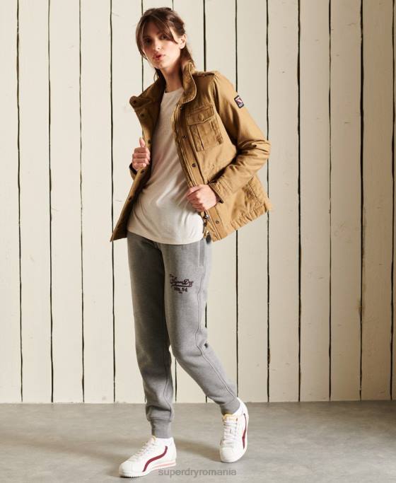 Superdry mândrie în joggeri artizanali îmbrăcăminte gri inchis femei JX0Z3942