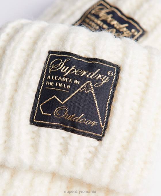 Superdry mănuși de cablu din tweed accesorii alb femei JX0Z4290