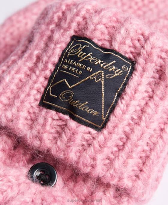 Superdry mănuși de cablu din tweed accesorii roz femei JX0Z4289