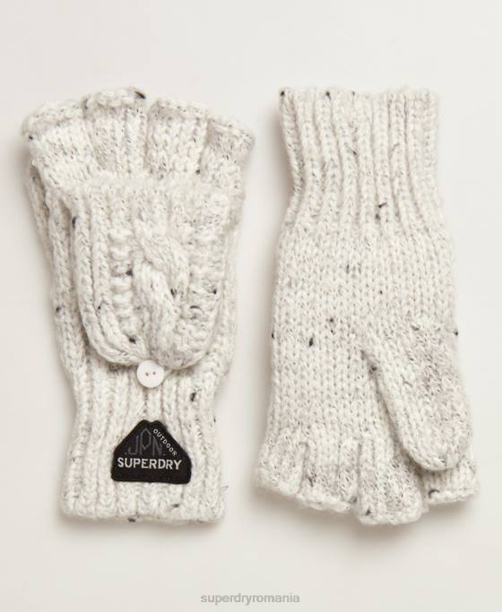 Superdry mănuși de cablu gracie accesorii alb femei JX0Z4344