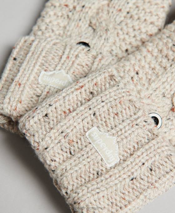 Superdry mănuși din tricot cablu accesorii bej femei JX0Z4267