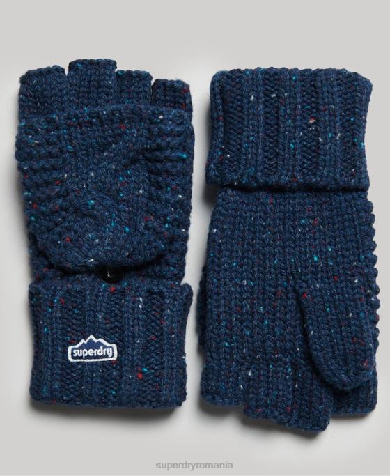 Superdry mănuși din tricot cablu accesorii marina femei JX0Z4263