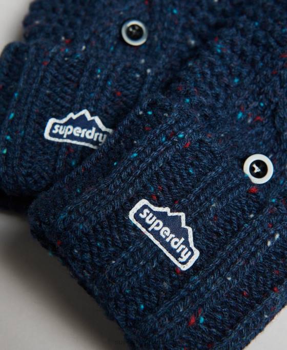 Superdry mănuși din tricot cablu accesorii marina femei JX0Z4263