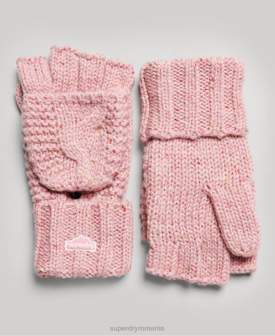 Superdry mănuși din tricot cablu accesorii roz femei JX0Z4264