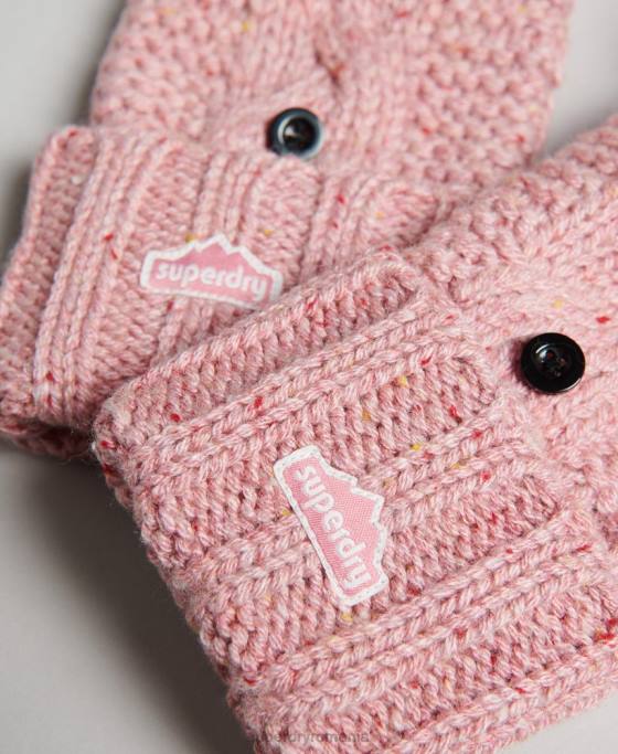Superdry mănuși din tricot cablu accesorii roz femei JX0Z4264