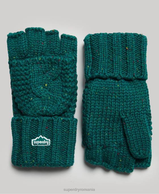 Superdry mănuși din tricot cablu accesorii verde femei JX0Z4266