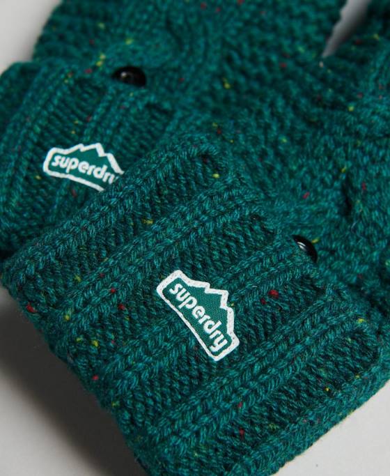Superdry mănuși din tricot cablu accesorii verde femei JX0Z4266