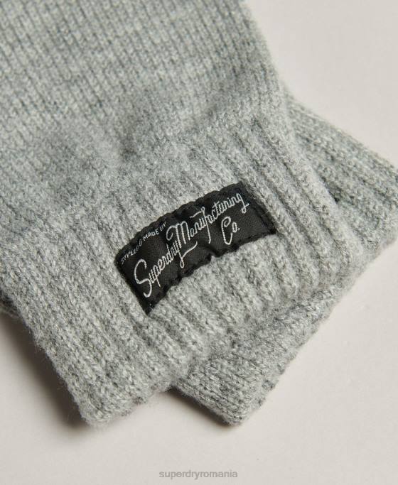 Superdry mănuși esențiale cu logo accesorii gri femei JX0Z1700
