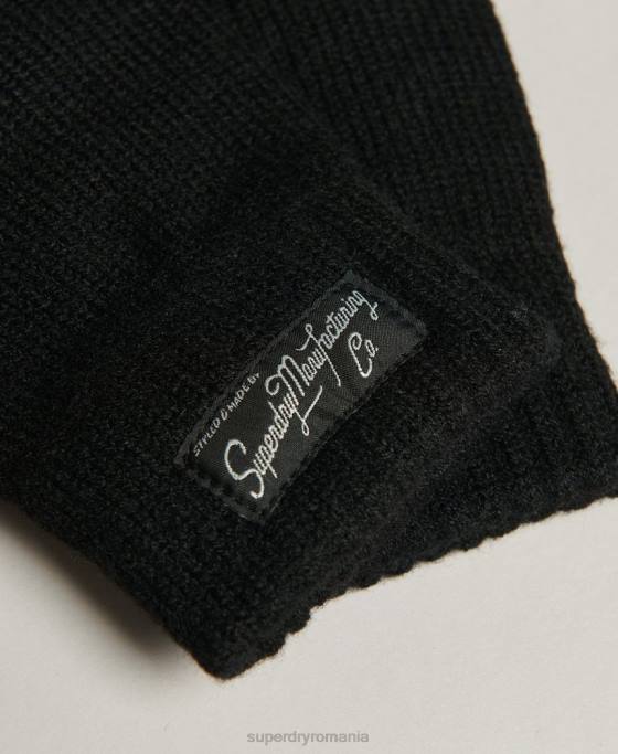 Superdry mănuși esențiale cu logo accesorii negru femei JX0Z1697