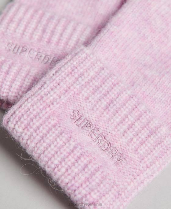 Superdry mănuși esențiale cu nervuri accesorii roz femei JX0Z4270