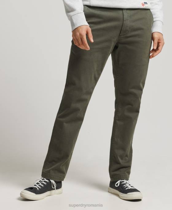 Superdry ofițeri pantaloni chino slim îmbrăcăminte verde bărbați JX0Z6464