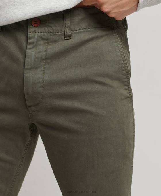 Superdry ofițeri pantaloni chino slim îmbrăcăminte verde bărbați JX0Z6464