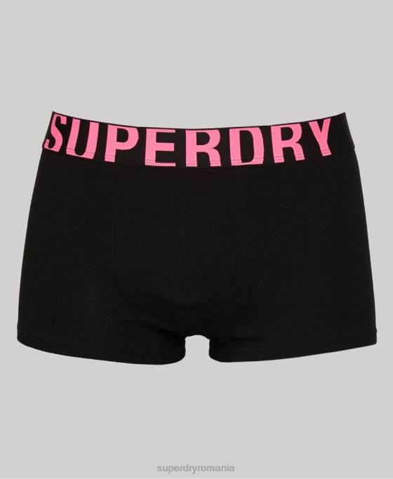 Superdry pachet dublu cu logo-ul trunchiului din bumbac organic îmbrăcăminte negru bărbați JX0Z1742