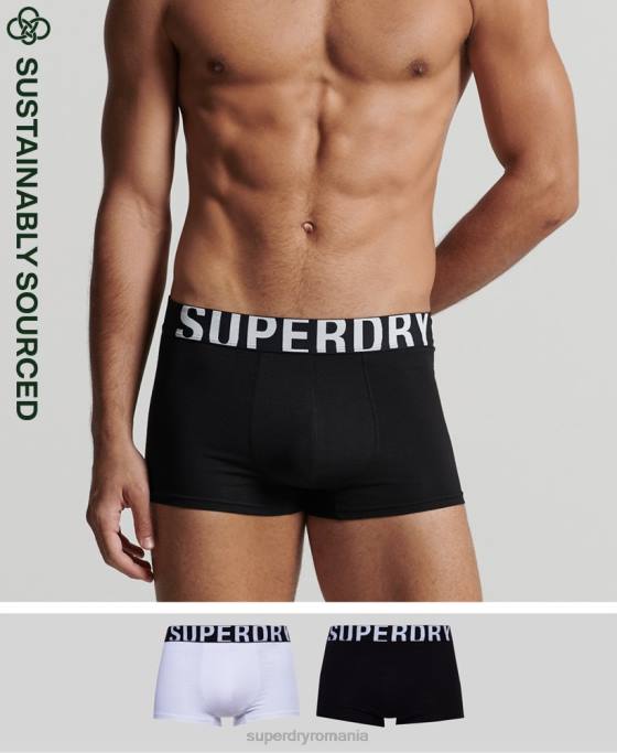 Superdry pachet dublu cu logo-ul trunchiului din bumbac organic îmbrăcăminte negru bărbați JX0Z1780