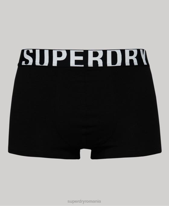 Superdry pachet dublu cu logo-ul trunchiului din bumbac organic îmbrăcăminte negru bărbați JX0Z1795