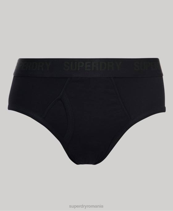 Superdry pachet triplu slip din bumbac organic îmbrăcăminte negru bărbați JX0Z1741