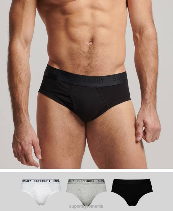 Superdry pachet triplu slip din bumbac organic îmbrăcăminte negru bărbați JX0Z1862