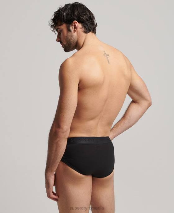 Superdry pachet triplu slip din bumbac organic îmbrăcăminte negru bărbați JX0Z1862