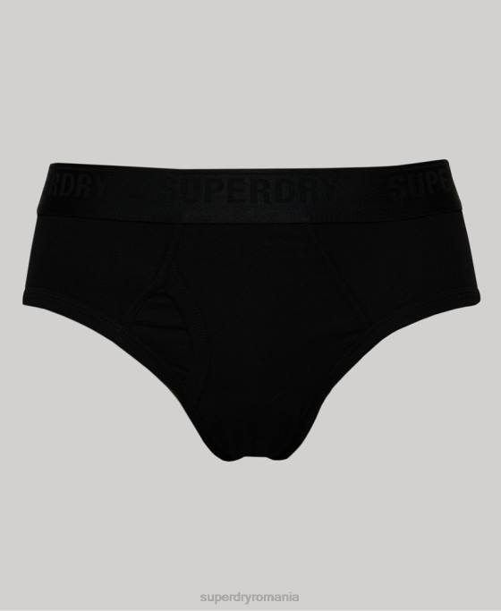 Superdry pachet triplu slip din bumbac organic îmbrăcăminte negru bărbați JX0Z1862