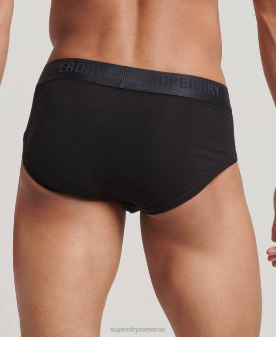 Superdry pachet triplu slip din bumbac organic îmbrăcăminte negru bărbați JX0Z1866