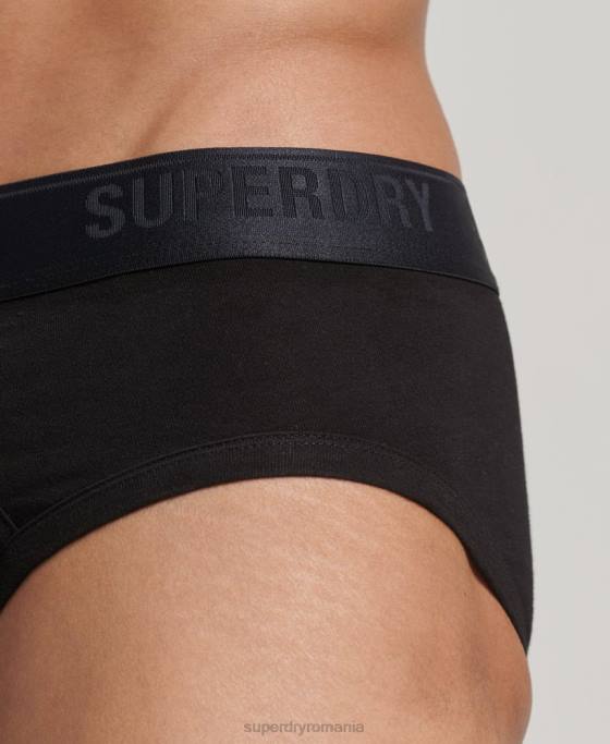 Superdry pachet triplu slip din bumbac organic îmbrăcăminte negru bărbați JX0Z1866