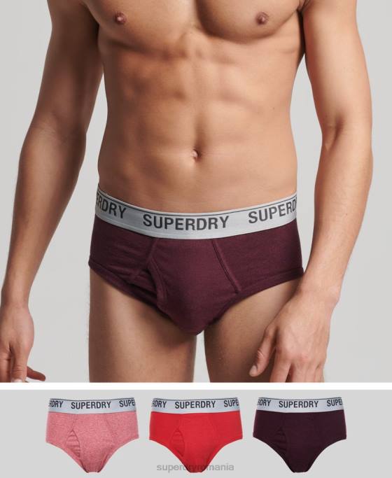 Superdry pachet triplu slip din bumbac organic îmbrăcăminte roșu bărbați JX0Z1871