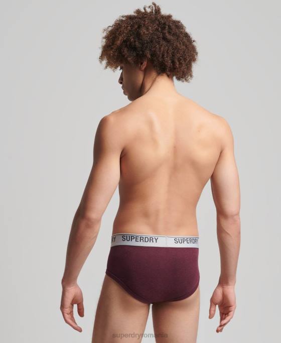 Superdry pachet triplu slip din bumbac organic îmbrăcăminte roșu bărbați JX0Z1871