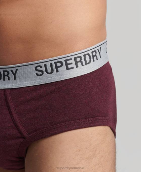 Superdry pachet triplu slip din bumbac organic îmbrăcăminte roșu bărbați JX0Z1871