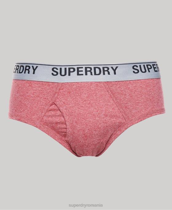 Superdry pachet triplu slip din bumbac organic îmbrăcăminte roșu bărbați JX0Z1871
