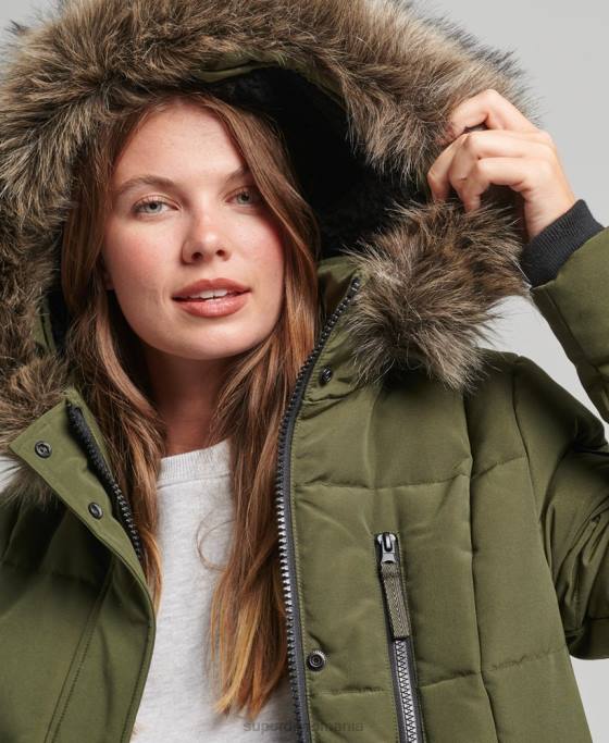Superdry palton Everest de blană artificială cu paragate îmbrăcăminte verde femei JX0Z3681
