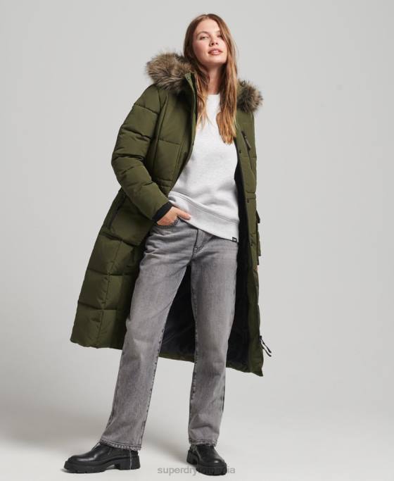 Superdry palton Everest de blană artificială cu paragate îmbrăcăminte verde femei JX0Z3681