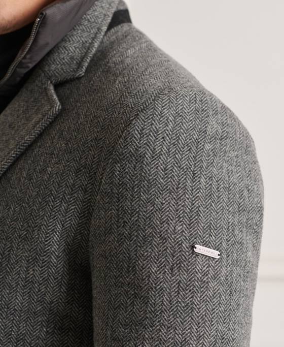 Superdry palton captusit din lana studios îmbrăcăminte gri inchis bărbați JX0Z1167