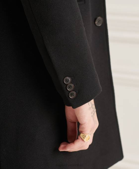 Superdry palton captusit din lana studios îmbrăcăminte negru bărbați JX0Z1165