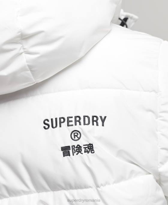 Superdry palton cu glugă cu logo îmbrăcăminte alb bărbați JX0Z4522