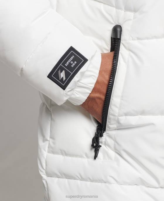 Superdry palton cu glugă cu logo îmbrăcăminte alb bărbați JX0Z4522