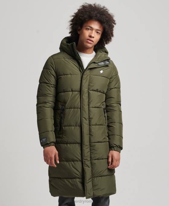 Superdry palton cu glugă cu logo îmbrăcăminte kaki bărbați JX0Z4526