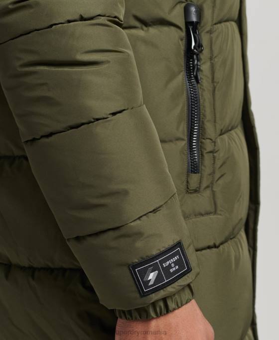 Superdry palton cu glugă cu logo îmbrăcăminte kaki bărbați JX0Z4526