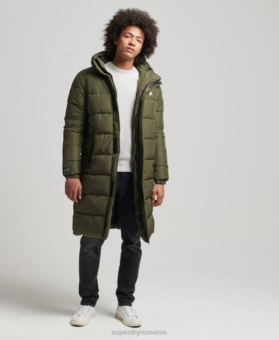 Superdry palton cu glugă cu logo îmbrăcăminte kaki bărbați JX0Z4526