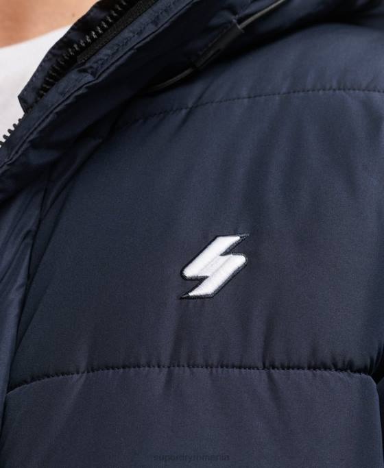 Superdry palton cu glugă cu logo îmbrăcăminte marina bărbați JX0Z4520