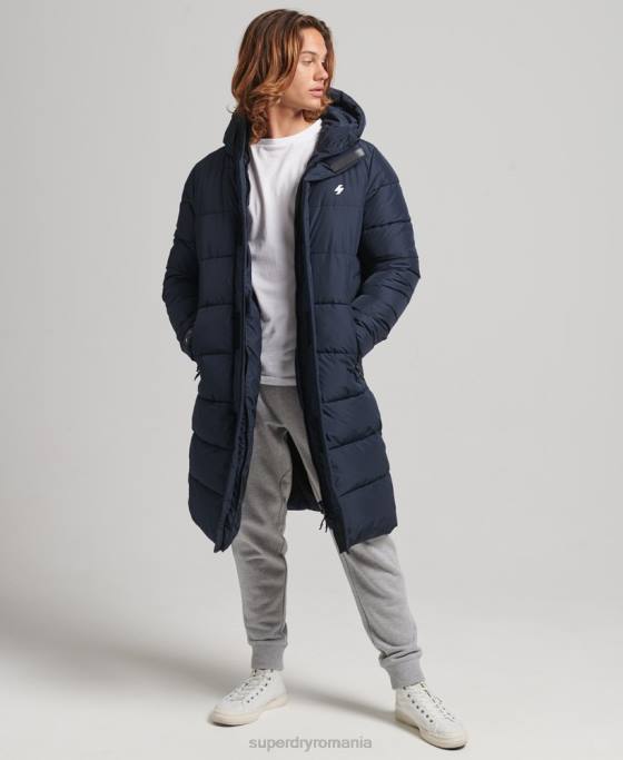 Superdry palton cu glugă cu logo îmbrăcăminte marina bărbați JX0Z4520
